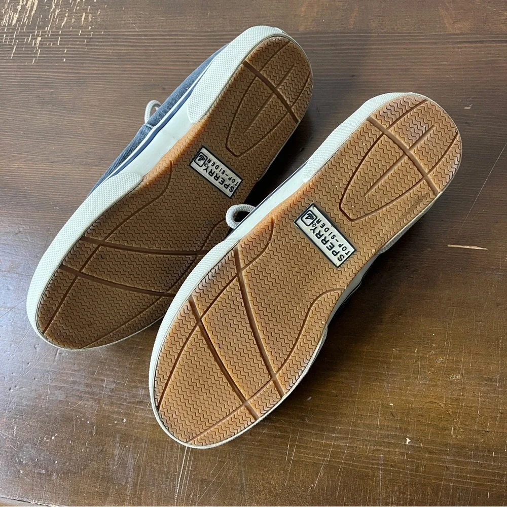 Sperry Gray Boat Shoes with Moccasin Toe and Slip-On Design